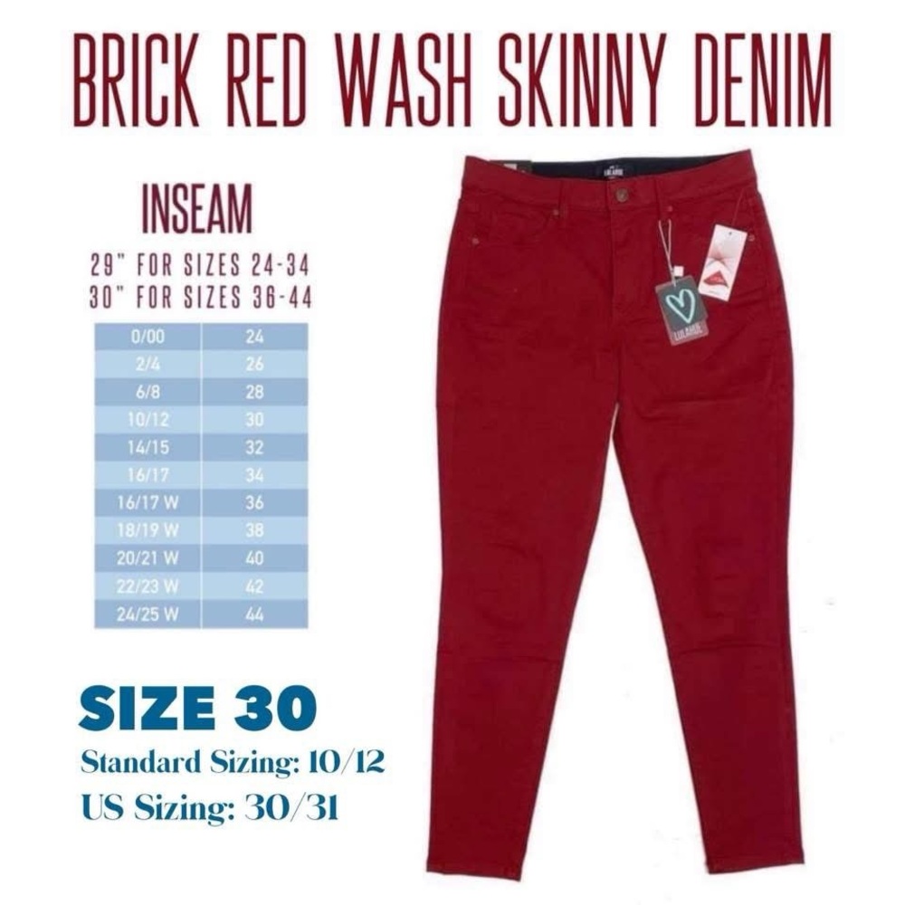 LuLaRoe Brick Red Skinny Jeans
